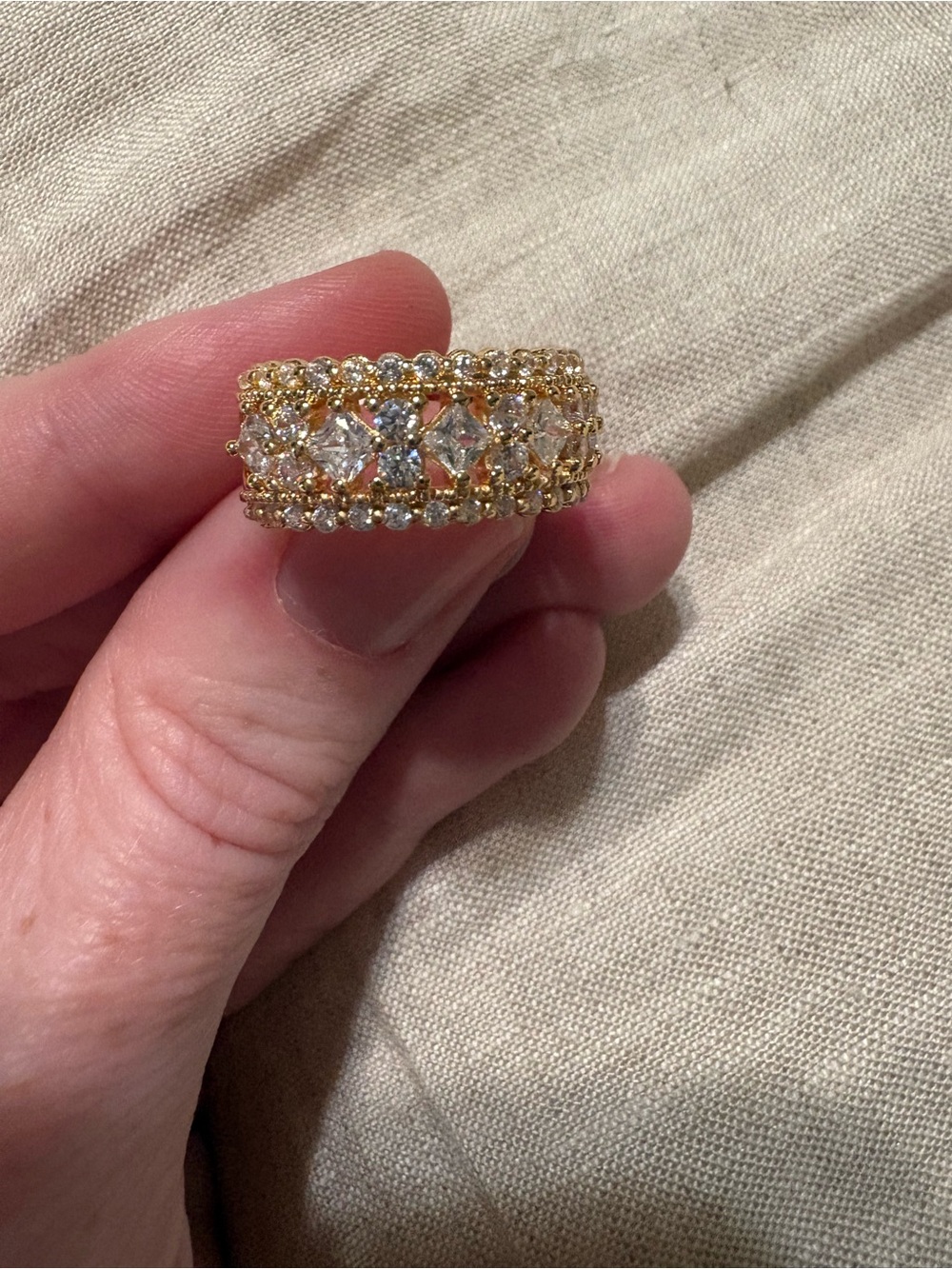 Bomb Party Diamond Cubic Zirconia Band Gold-Plating Size 7